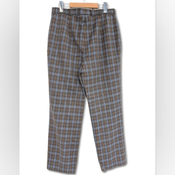 Vintage Eugen Klein Plaid Trousers Brown Blue Academia Chic 8/10 - Picture 3 of 10